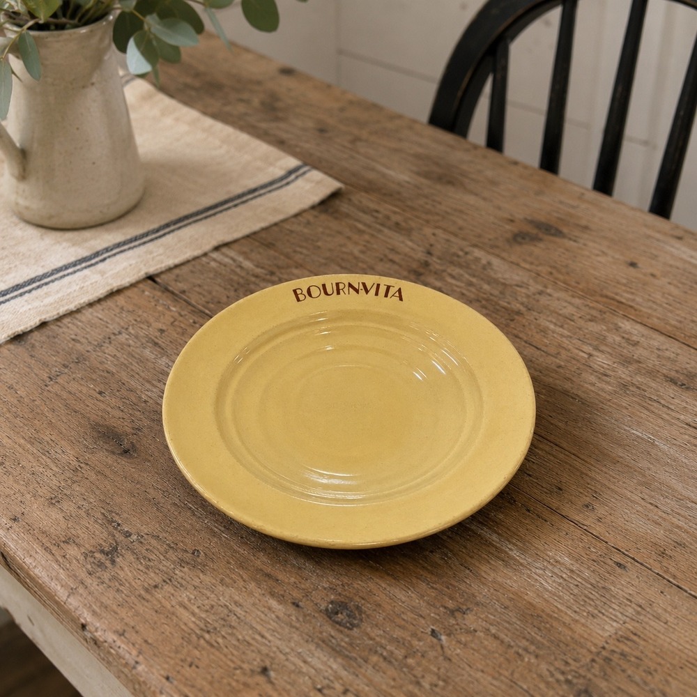 Vintage Wedgwood Bournvita Yellow Ceramic Saucer Plate Advertising Pottery 5.5"